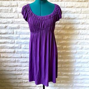 Max Studio purple dress - scoop neck smocked